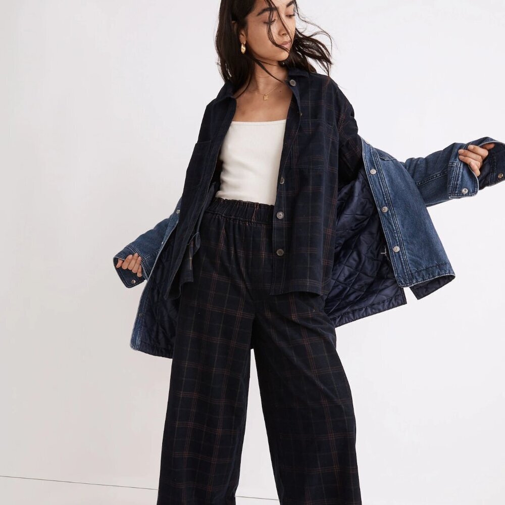 Madewell Corduroy Kentwood Oversized Shirt-Jacket in Plaid Sz Medium NWT